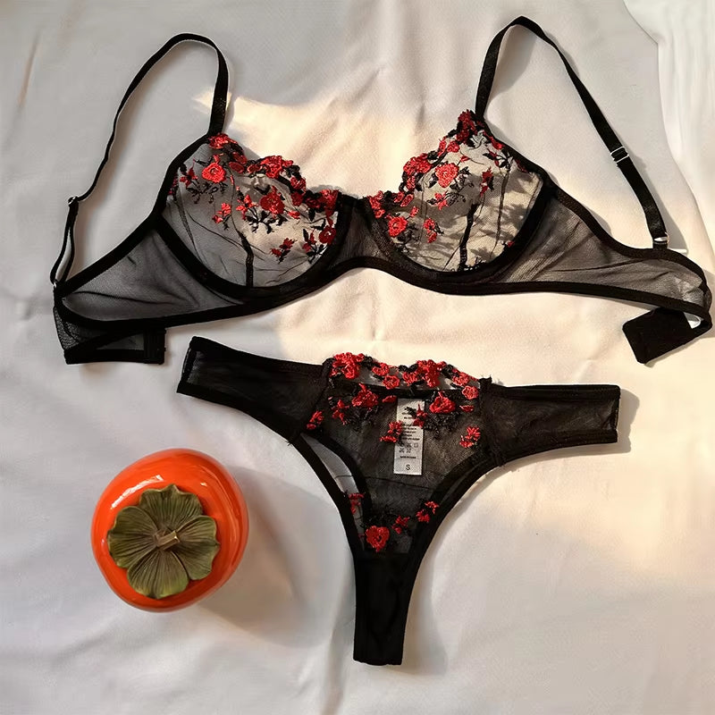 FleurAmour™ - Divine Embroidered Lingerie Set