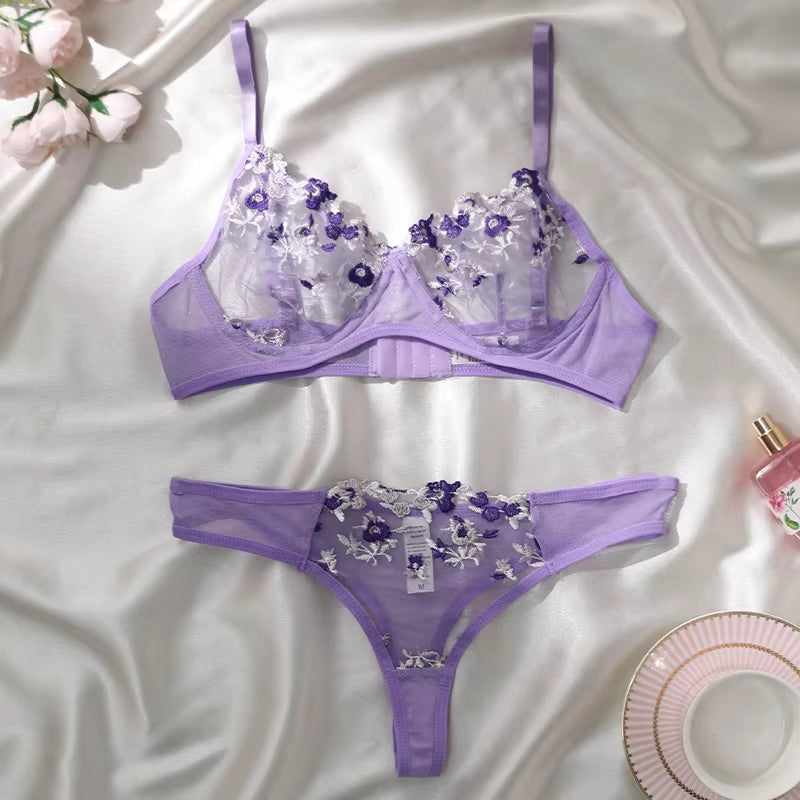 FleurAmour™ - Divine Embroidered Lingerie Set